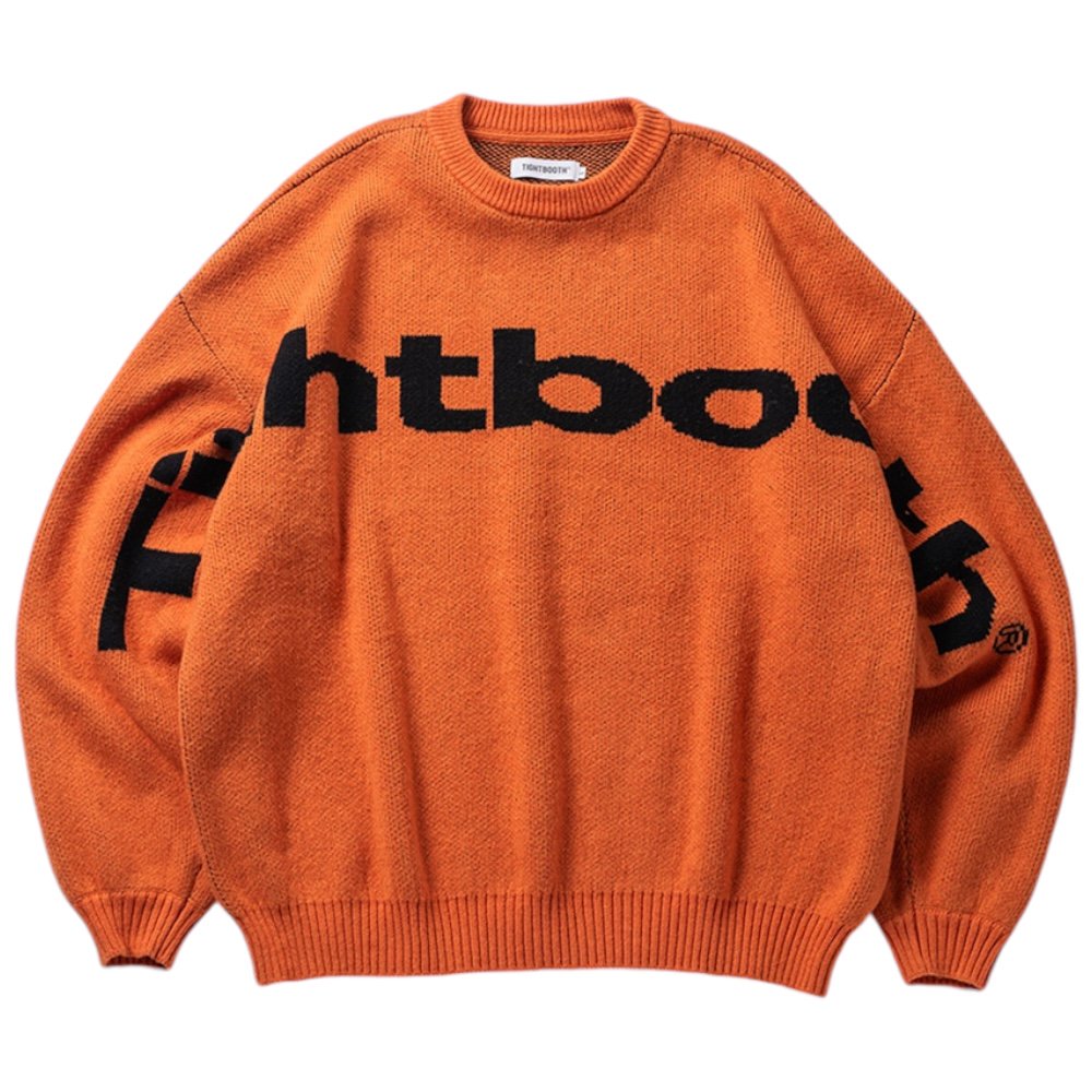 TIGHTBOOTH<BR>TBPR / BIG LOGO KNIT SWEATER(ORANGE)