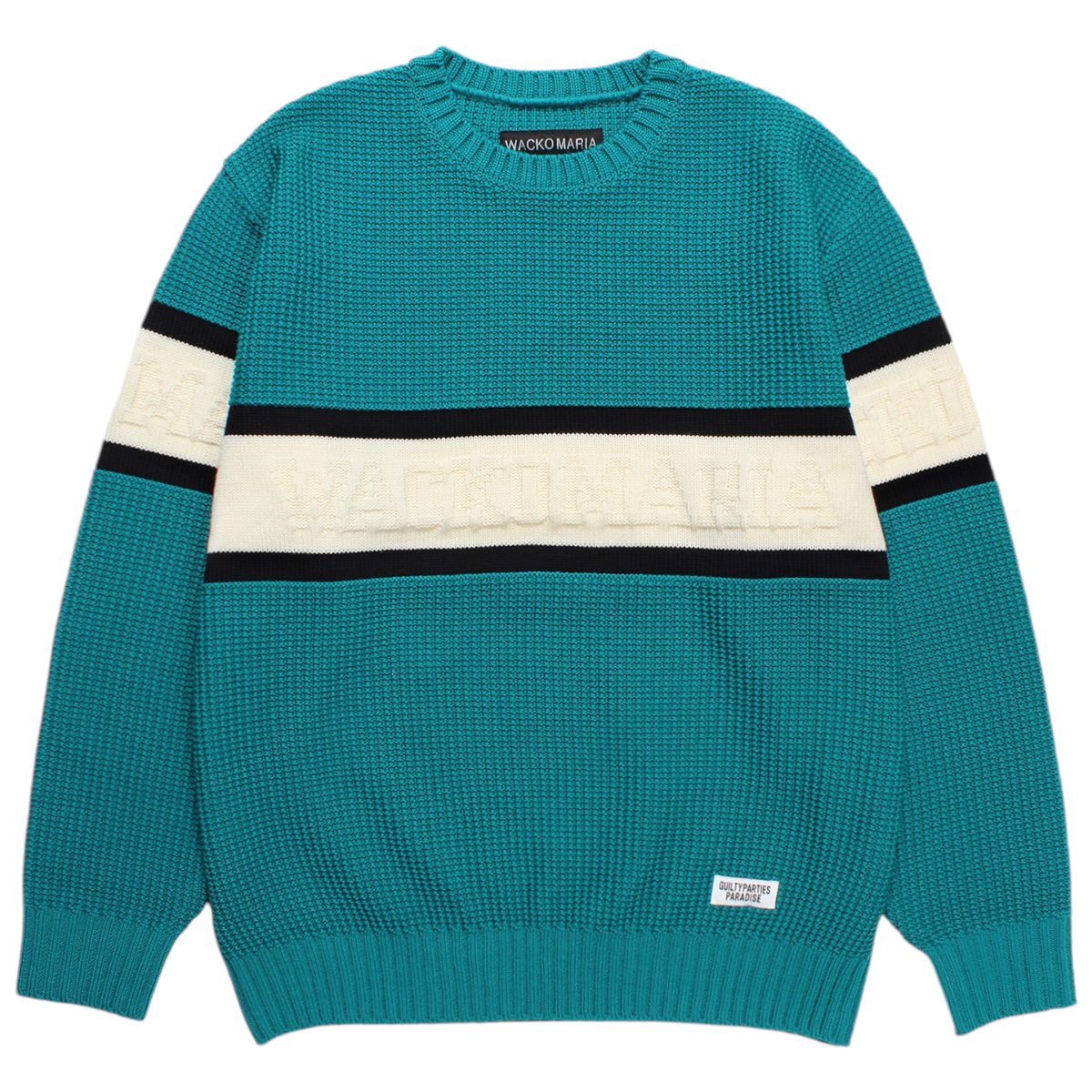 WACKOMARIA<BR>LOGO CREW NECK SWEATER(GREEN)