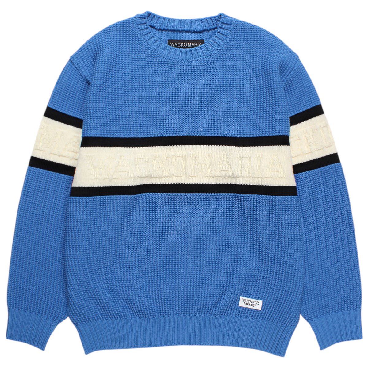 WACKOMARIA<BR>LOGO CREW NECK SWEATER(BLUE)