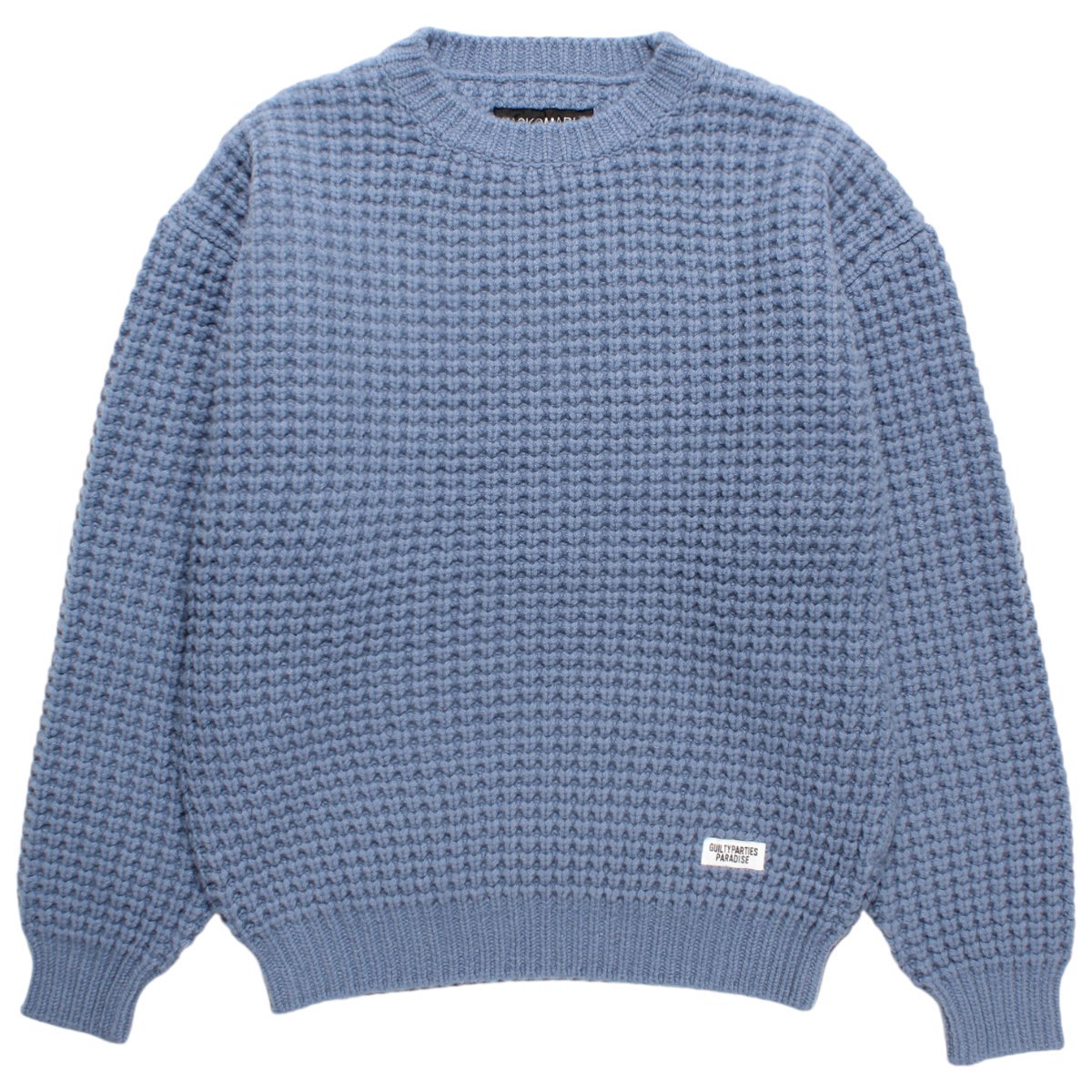 WACKOMARIA<BR>WAFFLE KNIT SWEATER(BLUE)