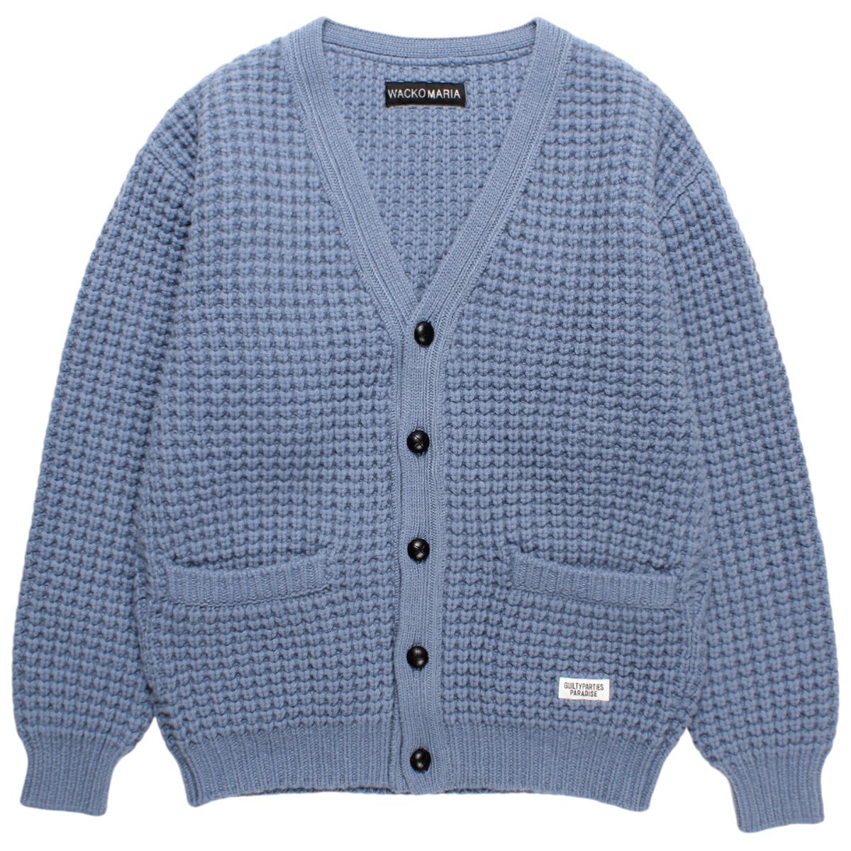 WACKOMARIA<BR>WAFFLE KNIT CARDIGAN(BLUE)