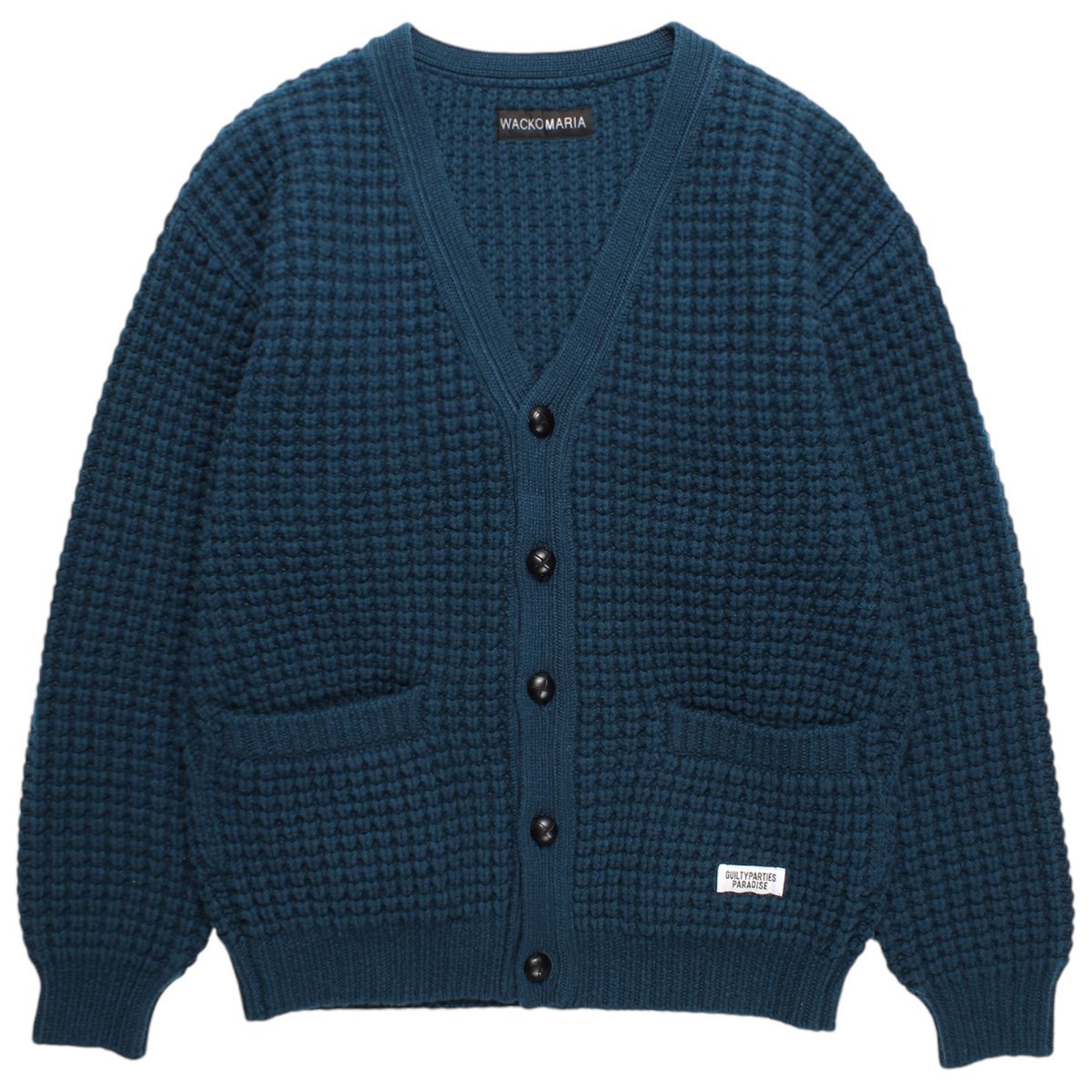 WACKOMARIA<BR>WAFFLE KNIT CARDIGAN(GREEN)