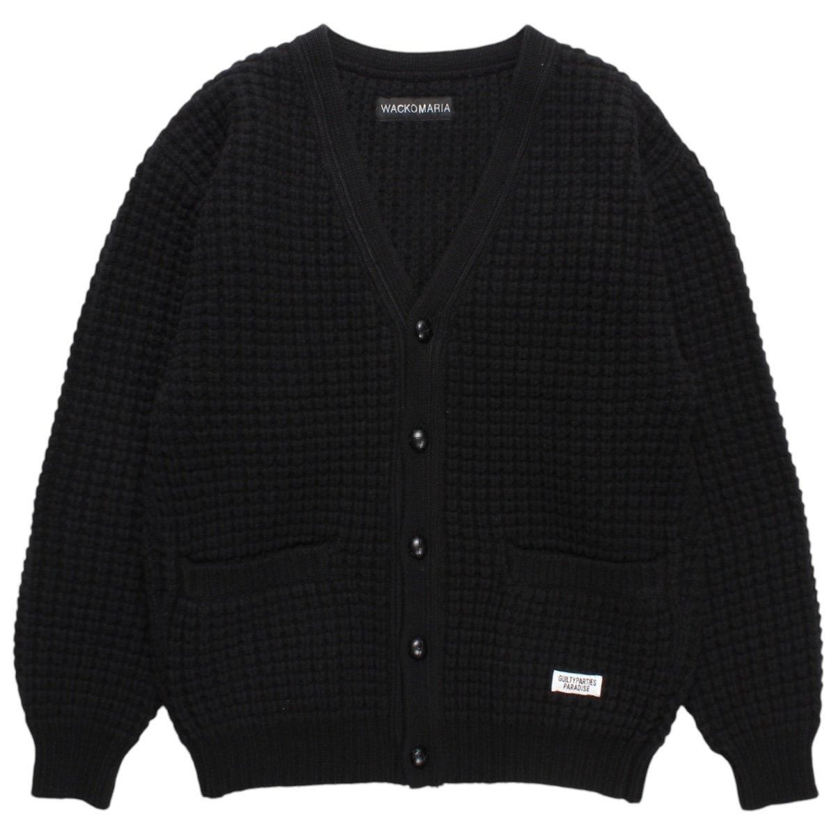 WACKOMARIA<BR>WAFFLE KNIT CARDIGAN(BLACK)