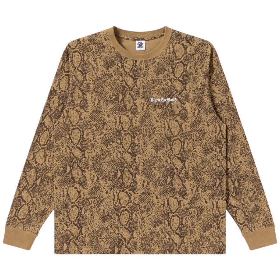 BlackEyePatch <BR>OE LOGO PYTHON L/S TEE(SAND)