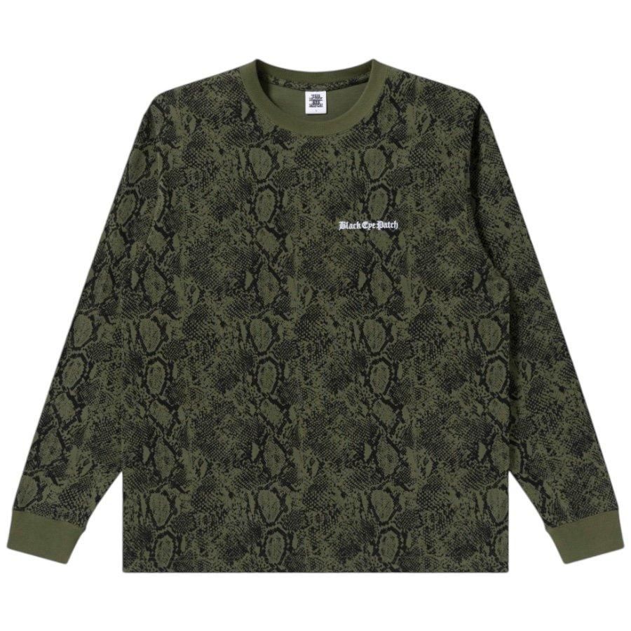 BlackEyePatch <BR>OE LOGO PYTHON L/S TEE(OLIVE)