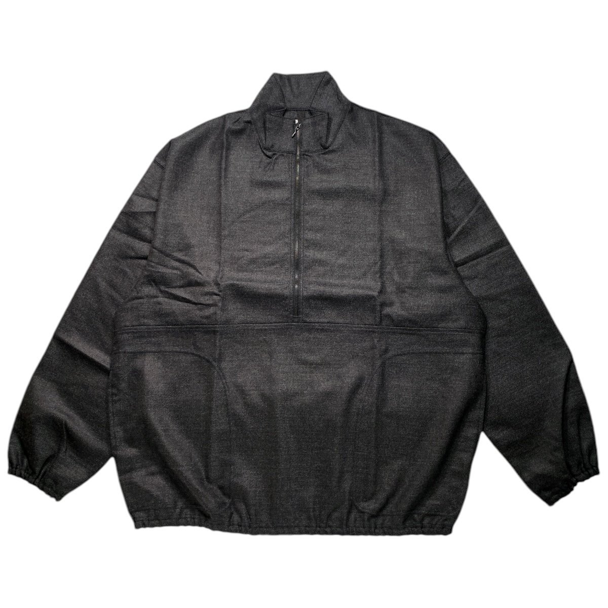 marka<BR>HALF ZIP TRACK JACKET - 2/32 WOOL SOFT FLANNEL -(TOP CHARCOAL)