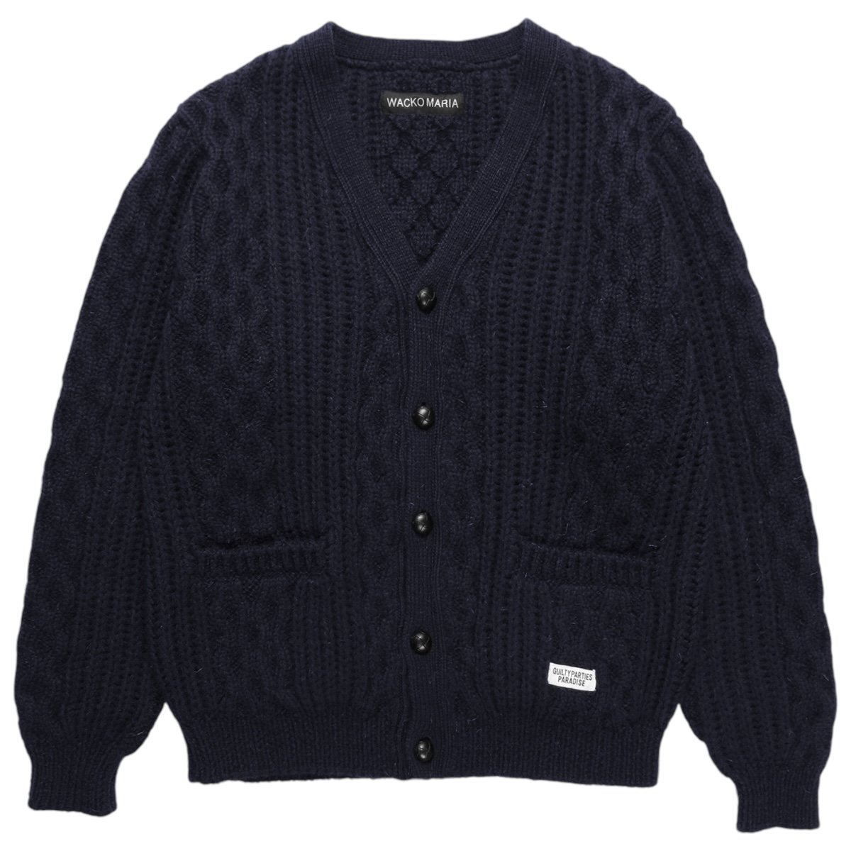 WACKOMARIA<BR>ARAN CARDIGAN(NAVY)