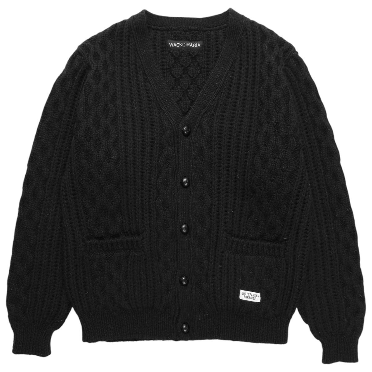 WACKOMARIA<BR>ARAN CARDIGAN(BLACK)