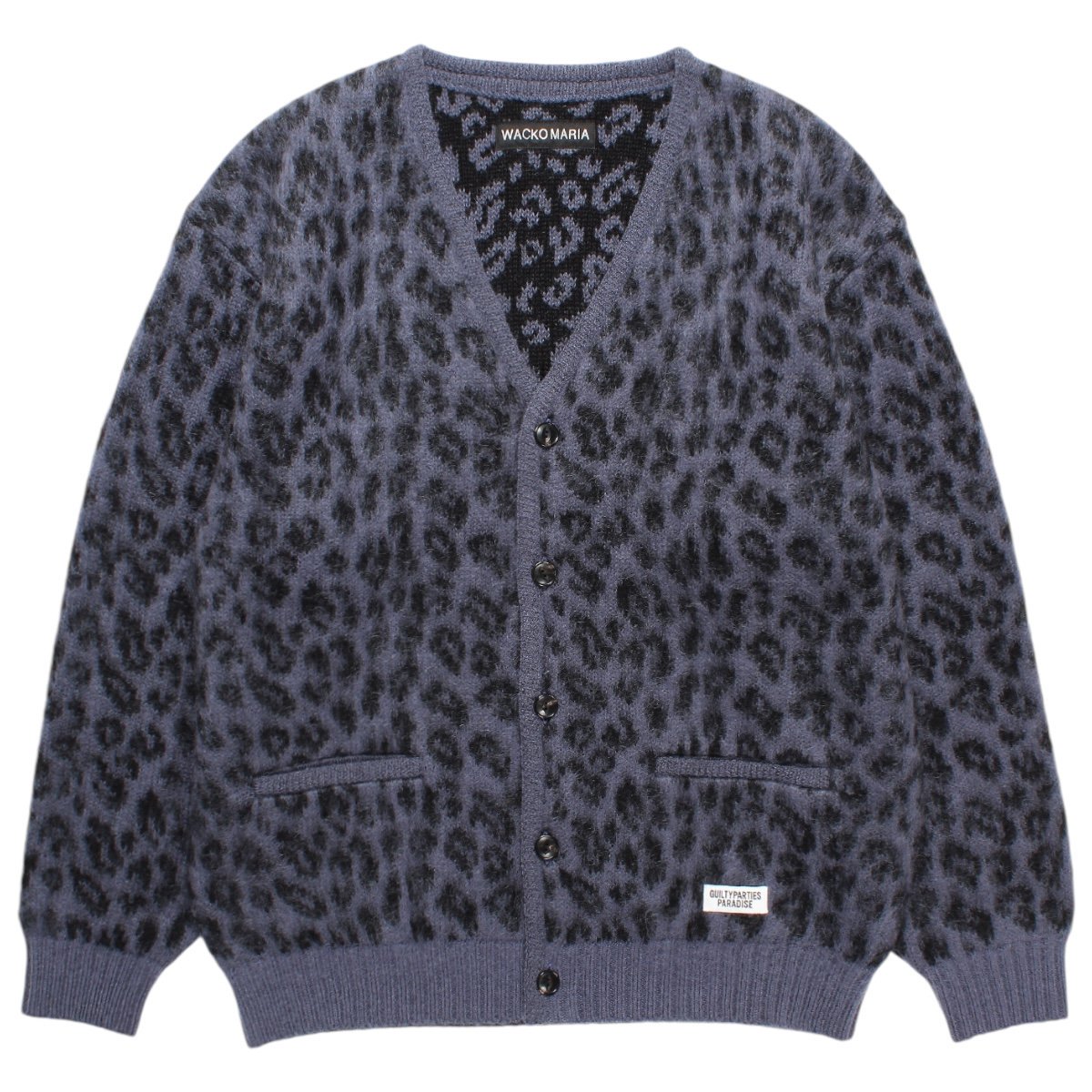 WACKOMARIA<BR>LEOPARD HEAVY MOHAIR CARDIGAN(PURPLE)