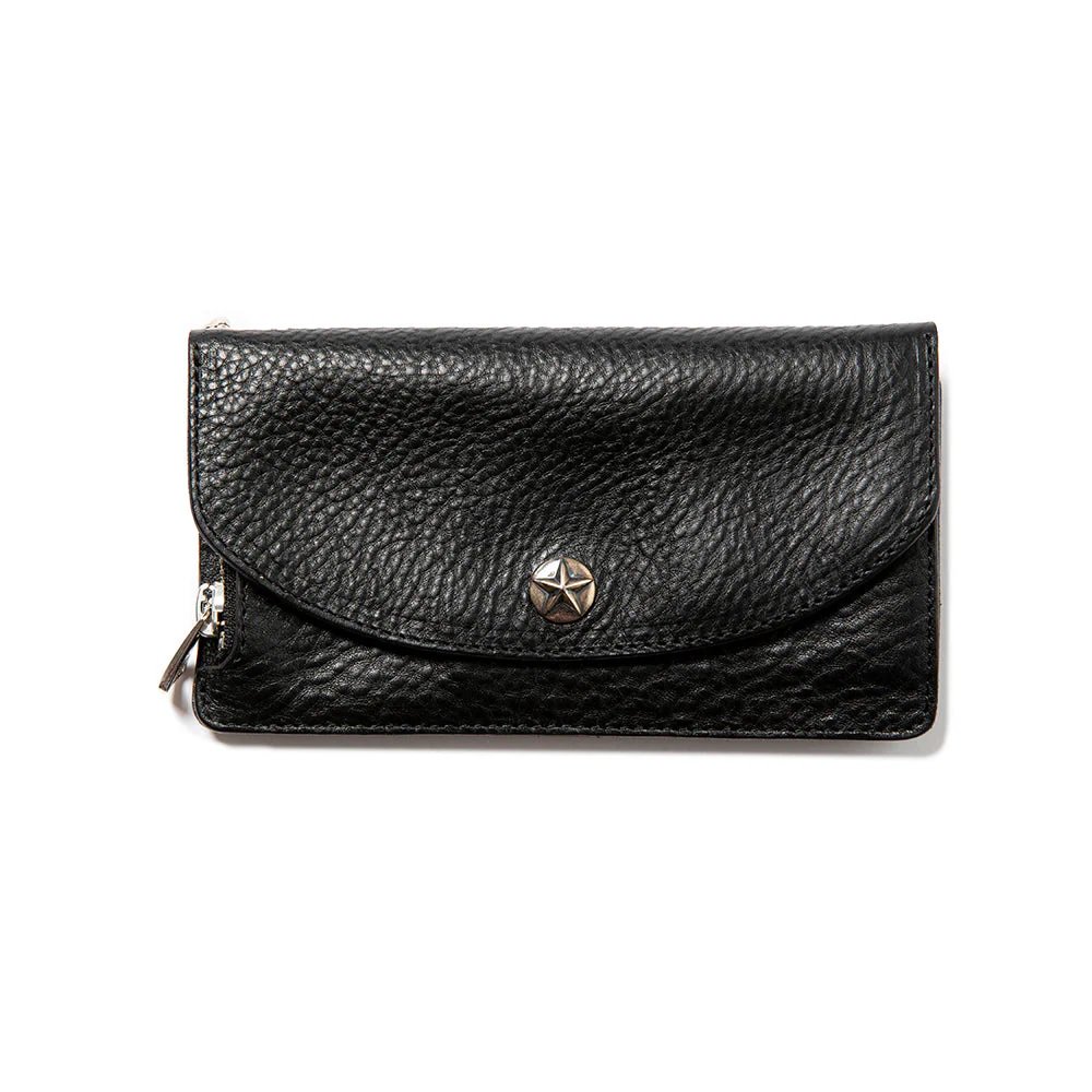 CALEE<BR>SILVER STAR CONCHO LEATHER LONG WALLET