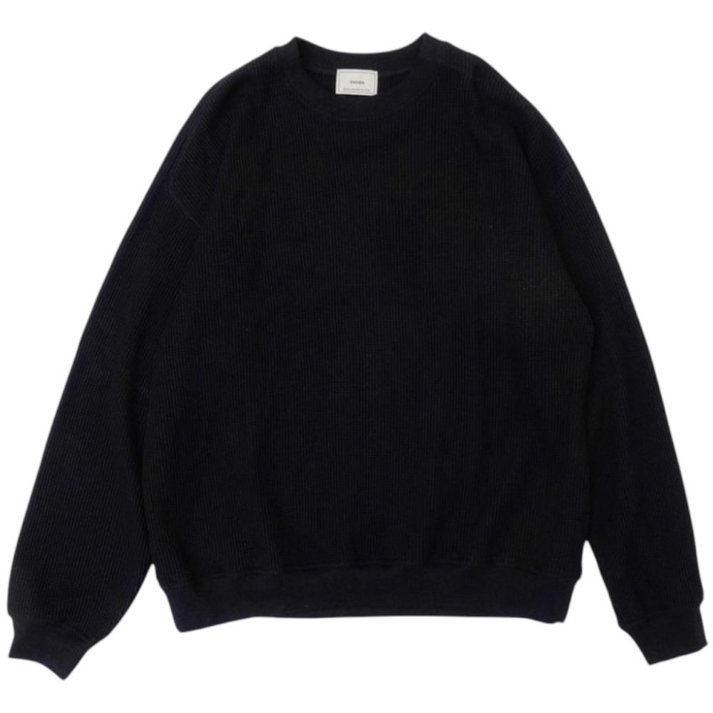 EVCON<BR>WAFFLE CREW NECK(BLACK)