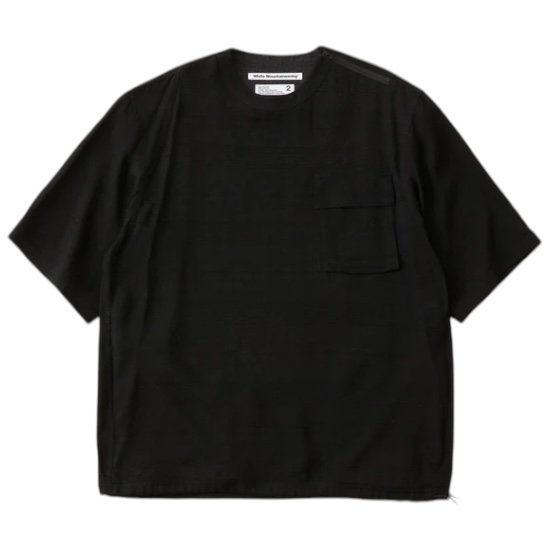 White Mountaineering<BR>JACQUARD CREW NECK SHIRT(BLACK)