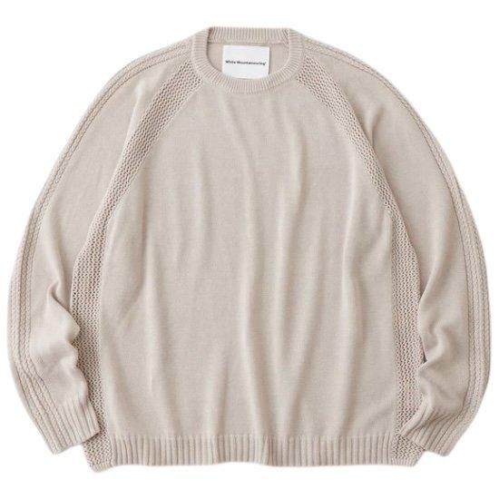 White Mountaineering<BR>RAGLAN KNIT PULLOVER(IVORY)