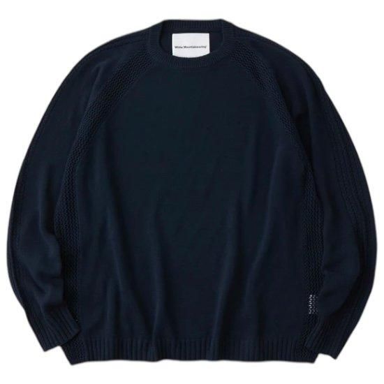 White Mountaineering<BR>RAGLAN KNIT PULLOVER(NAVY)