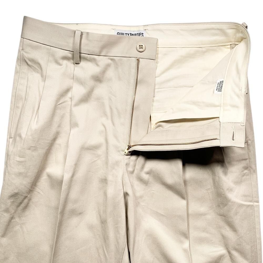 25SS ワコマリア DOUBLE PLEATED CHINO TROUSERS Black Double Pleated Chino Trousers by WACKO MARIA on Sale