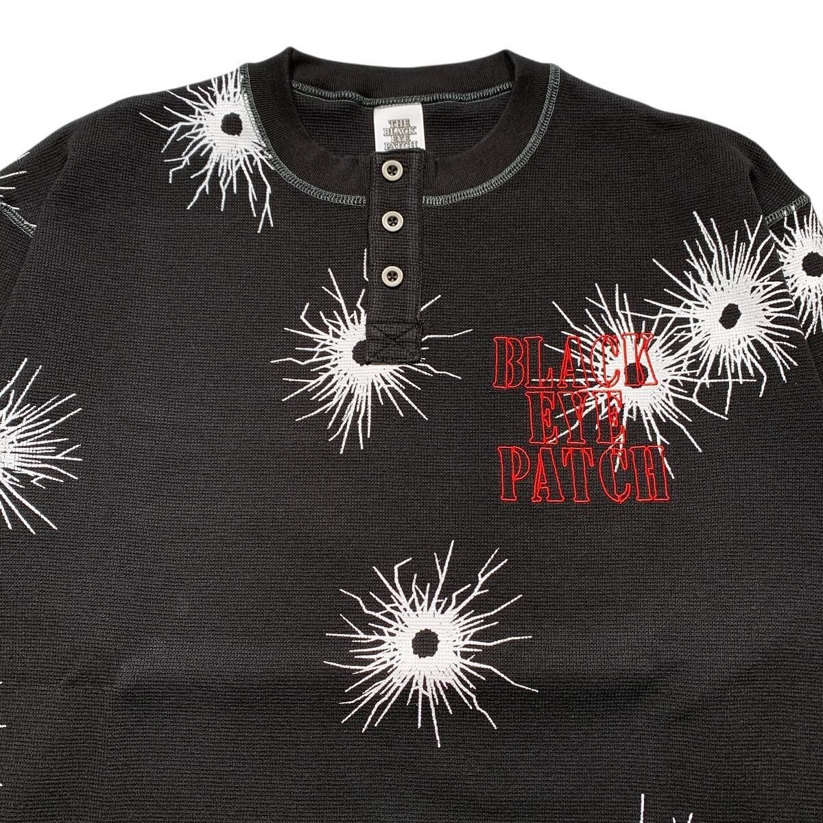 【秀逸デザイン】BlackEyePatch GUNSHOT STENCIL ヘンリーネック GUNSHOT STENCIL HENLEY NECK L/S THERMAL BLACK – BlackEyePatch
