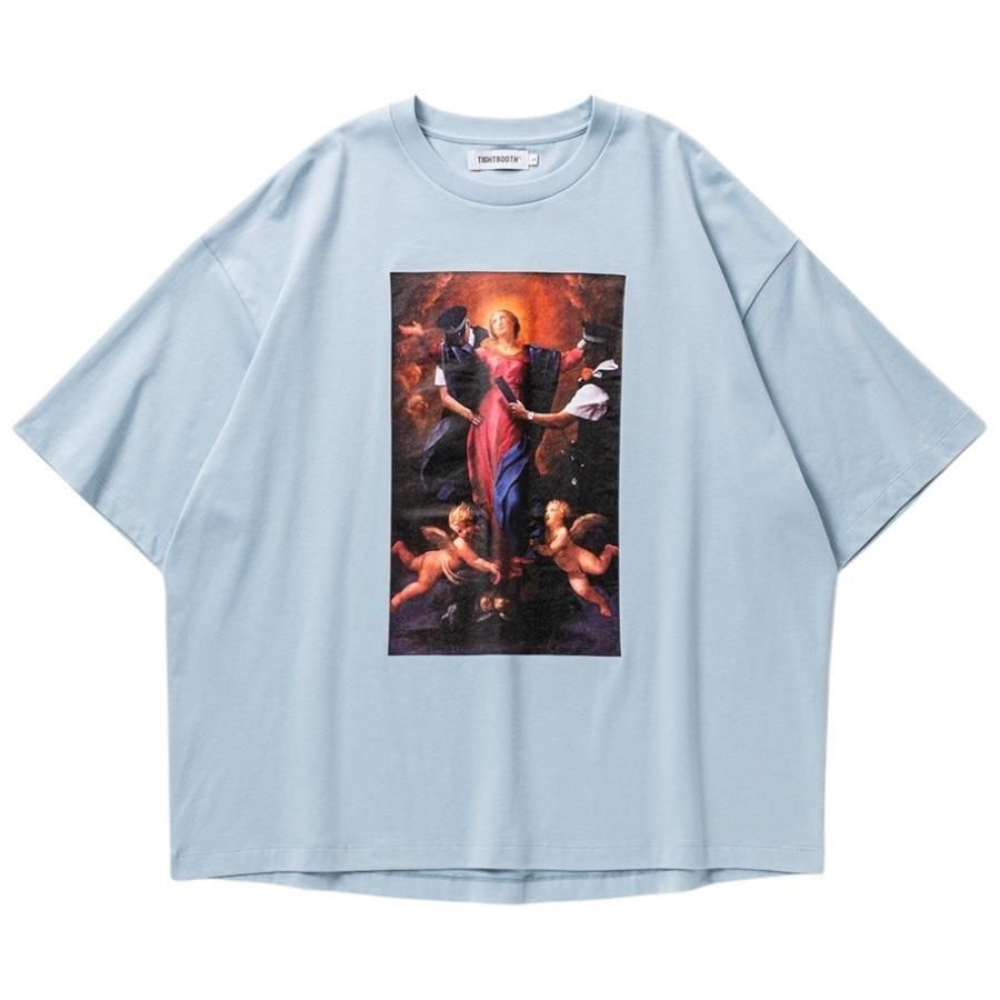 TIGHTBOOTH<BR>TBPR / POLICE CHECKUP S/S T-SHIRT(SAX)