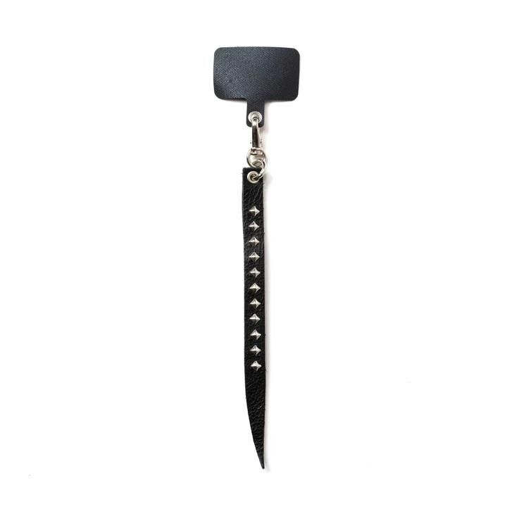 CALEE<BR>STUDS & KNITTING LEATHER SMART PHONE STRAP