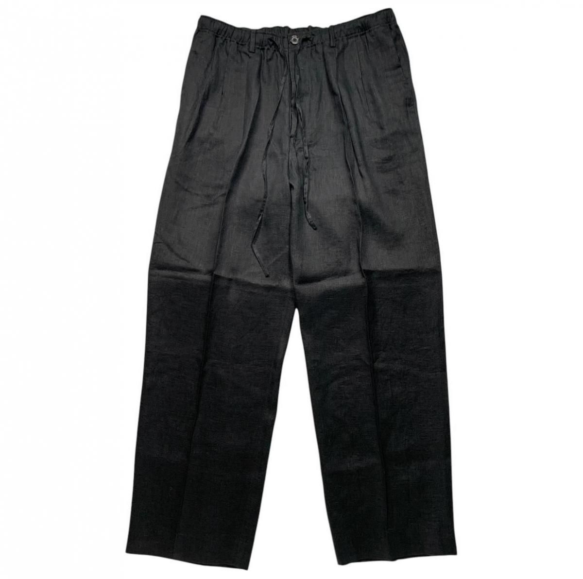 MARKAWARE <BR>CLASSIC FIT TWO TUCK EASY TROUSERS - HEMP SHIRTING -(BLACK)