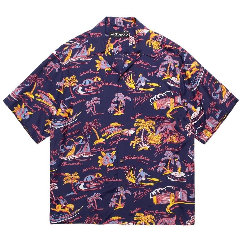 WACKOMARIA<BR>HAWAIIAN SHIRT S/S(TYPE-2)(NAVY)