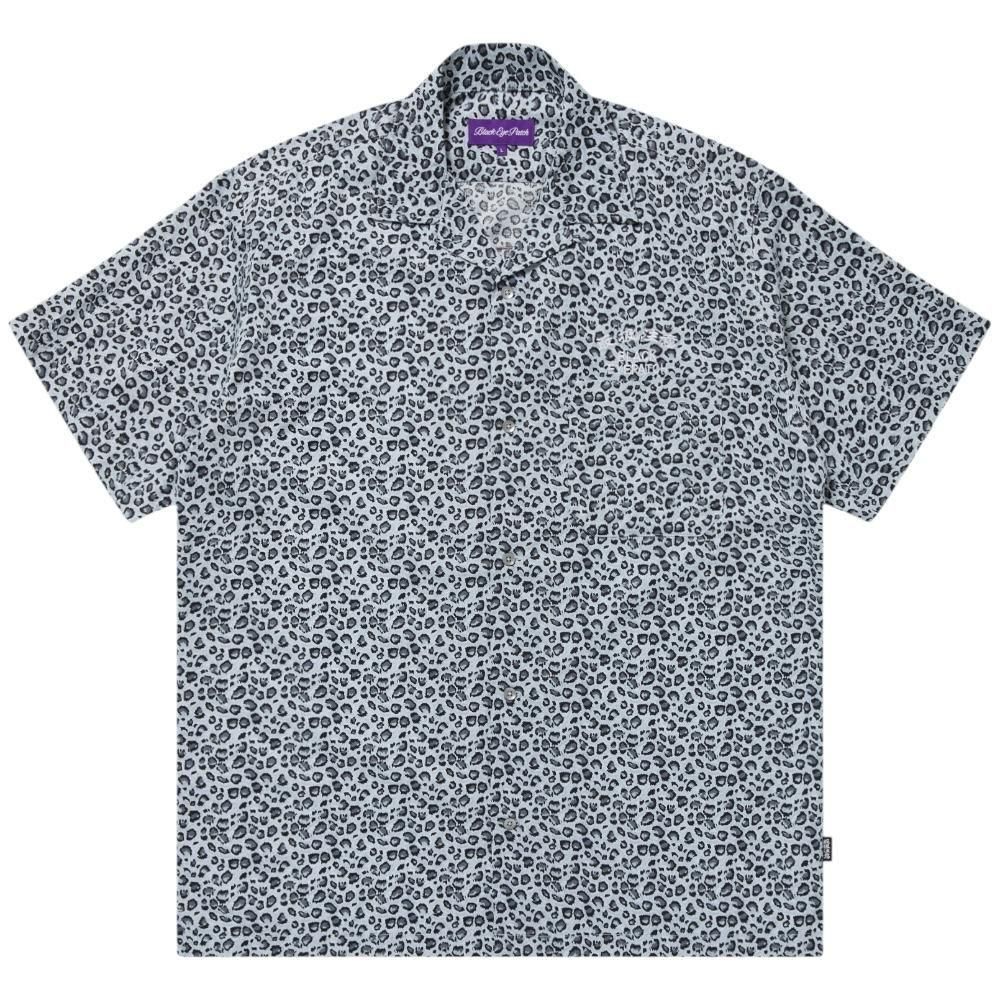 BlackEyePatch <BR>LEOPARD HWC OPEN COLLARED S/S SHIRT(GRAY)