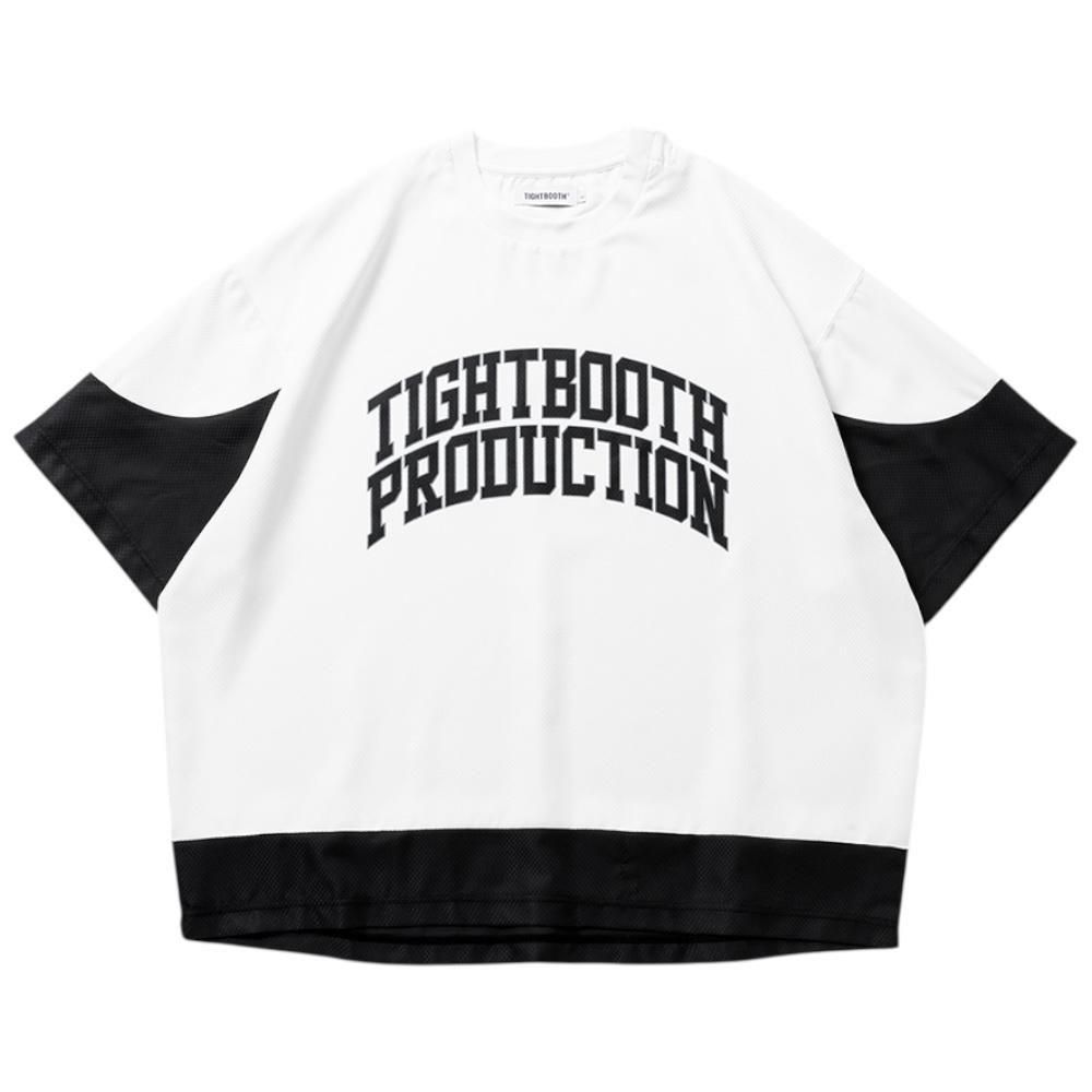TIGHTBOOTH<BR>TBPR / COLLEGE DOBBY S/S T-SHIRT(WHITE)