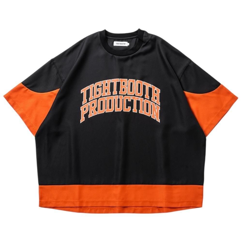 TIGHTBOOTH<BR>TBPR / COLLEGE DOBBY S/S T-SHIRT(BLACK)