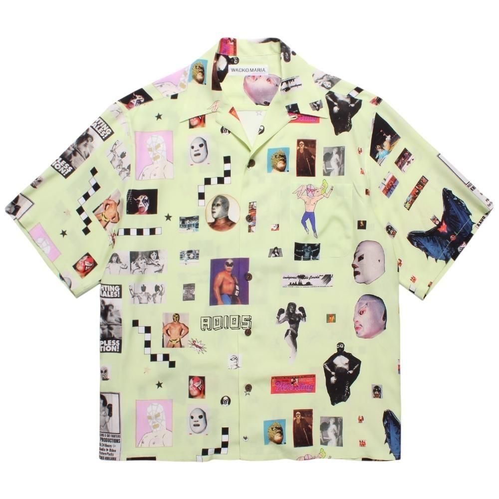 WACKOMARIA<BR>HAWAIIAN SHIRT S/S(TYPE-9)(LIME)