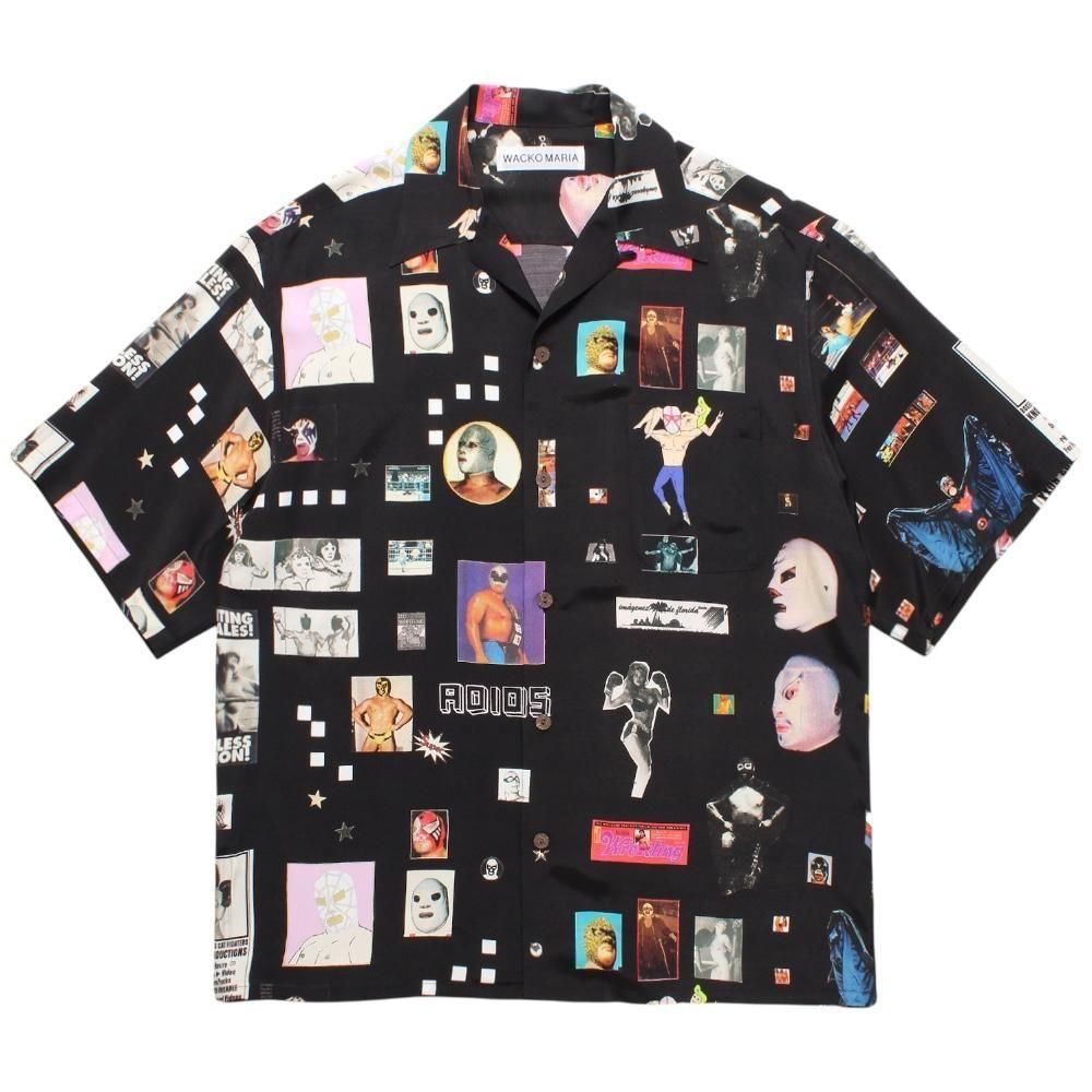 WACKOMARIA<BR>HAWAIIAN SHIRT S/S(TYPE-9)(BLACK)