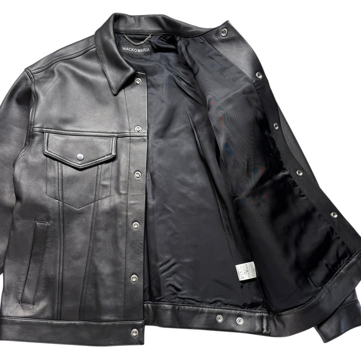 ジャケット・アウター WACKOMARIA 25fw LEATHER TRUCKER JACKET M WACKO MARIA/LEATHER TRUCKER JACKET（BLACK）［レザー