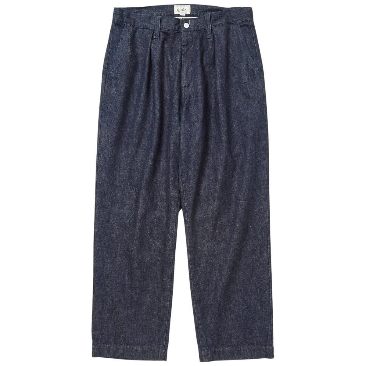CALEE<BR>VINTAGE REPRODUCT DENIM TUCK TROUSERS(INDIGO)