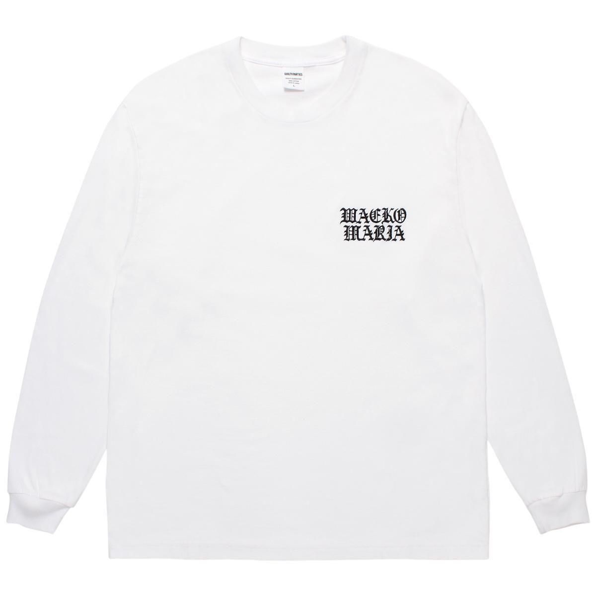 WACKOMARIA<BR>WASHED HEAVY WEIGHT CREW NECK LONG SLEEVE T-SHIRT(TYPE-1)(WHITE)