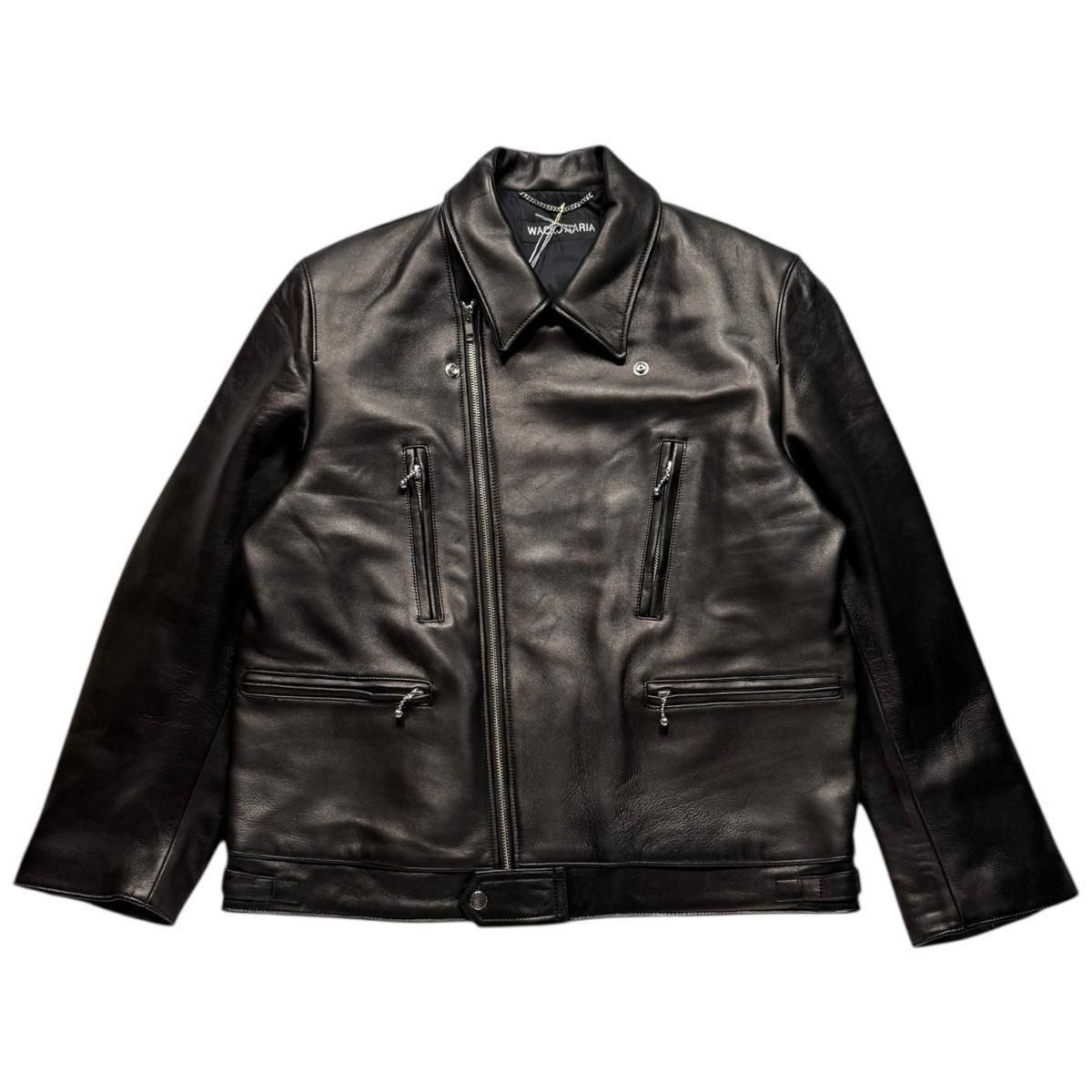 新品wackomariaワコマリアDOUBLE BREASTED COAT黒M 25AW】LEATHER COAT (TYPE-2) BLACK 25FW-WMO-CO04｜ワコマリア