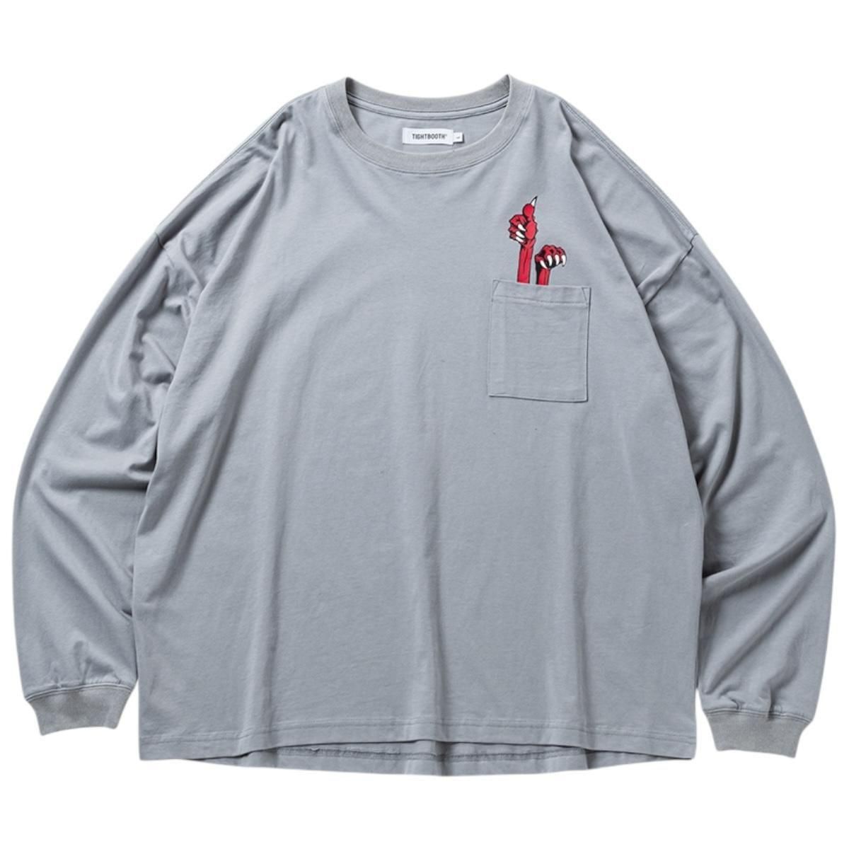 TIGHTBOOTH<BR>TBPR / DEADKEBAB LS T-SHIRT(GRAY)