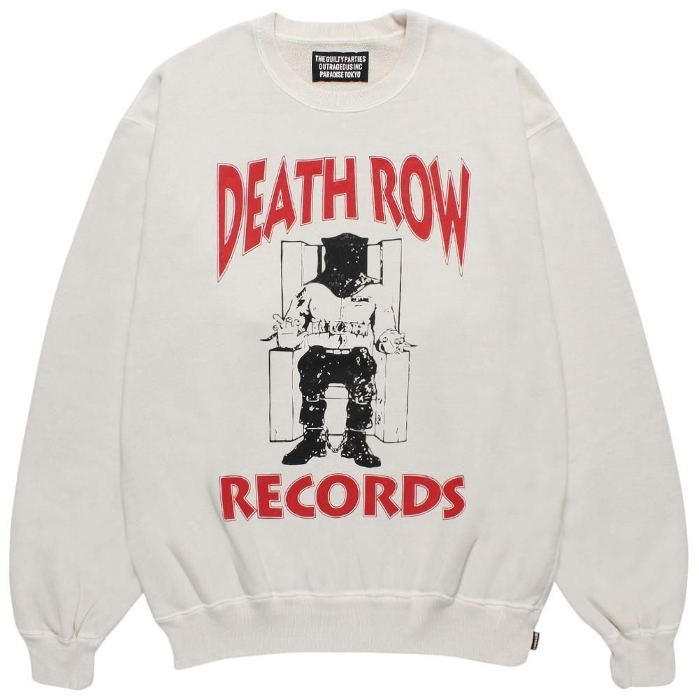 WACKOMARIA<BR>DEATH RAW RECORDS / WASHED MIDDLE WEIGHT CREW NECK SWEAT SHIRT(IVORY)