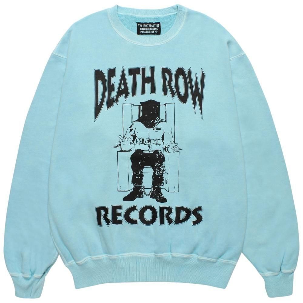 WACKOMARIA<BR>DEATH RAW RECORDS / WASHED MIDDLE WEIGHT CREW NECK SWEAT SHIRT(BLUE)