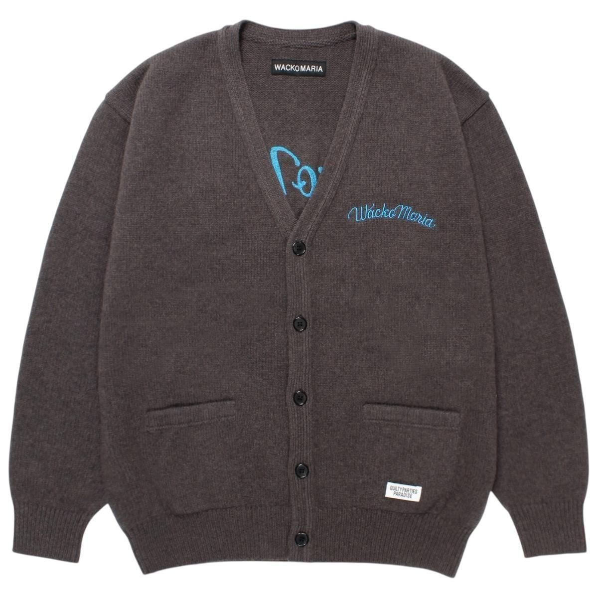 ニンゴ ワコマリア クラシックカーディガン グレー M WACKOMARIA《ワコマリア》CLASSIC CARDIGAN(TYPE-1)(25FW-WNK