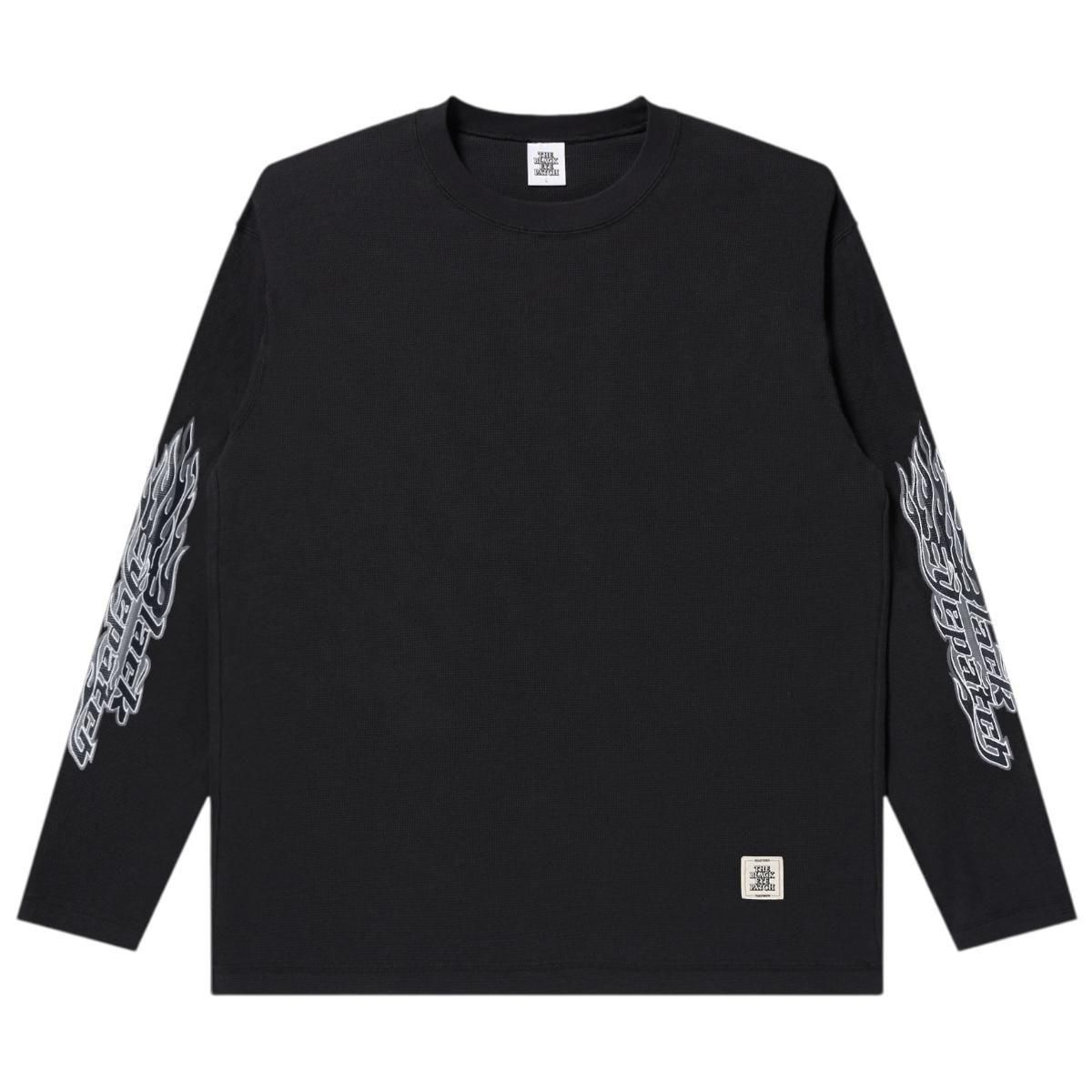 BlackEyePatch <BR>FLAME LOGO THERMAL L/S TEE(BLACK)