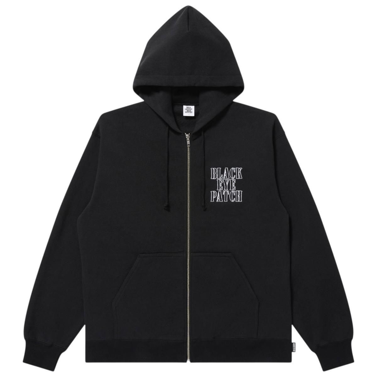 BlackEyePatch <BR>STENCIL LOGO EMBROIDERED ZIP HOODIE(BLACK)