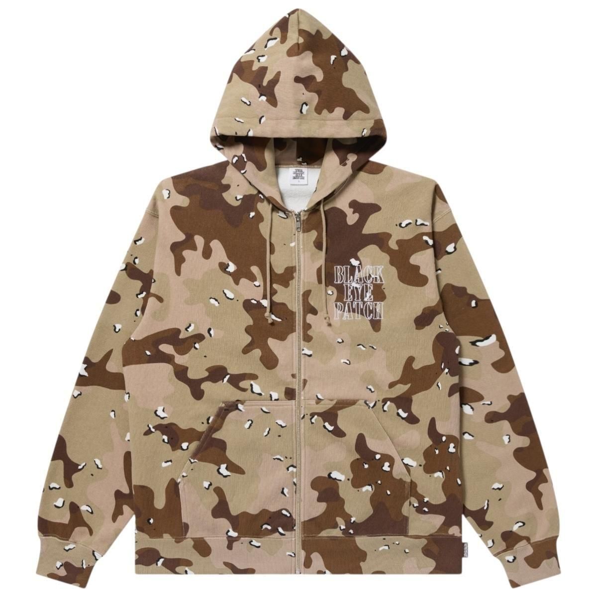 BlackEyePatch <BR>STENCIL LOGO EMBROIDERED ZIP HOODIE(DESERT CAMO)