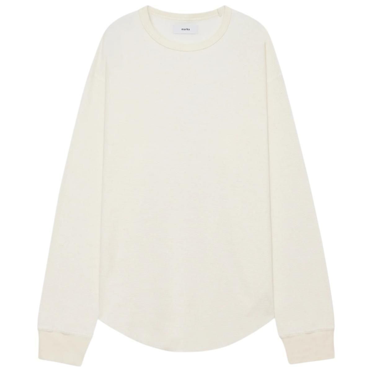 marka<BR>CREW NECK L/S TEE - ORGANIC COTTON HEMP MESH KNIT -(WHITE)