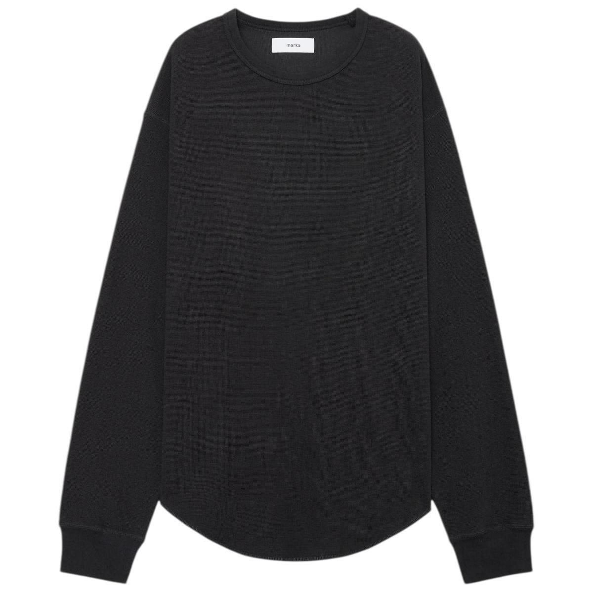 marka<BR>CREW NECK L/S TEE - ORGANIC COTTON HEMP MESH KNIT -(CHARCOAL)