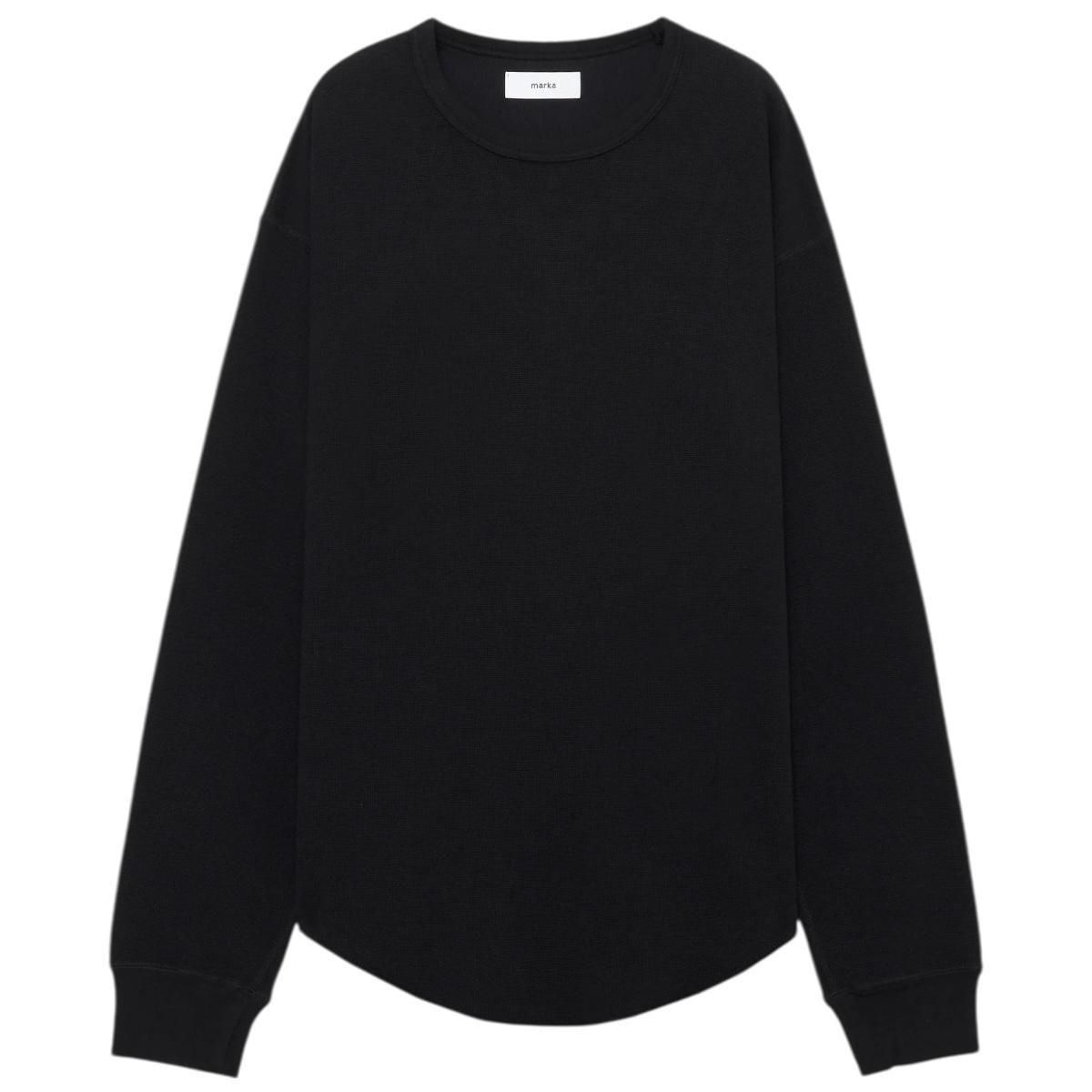 marka<BR>CREW NECK L/S TEE - ORGANIC COTTON HEMP MESH KNIT -(BLACK)