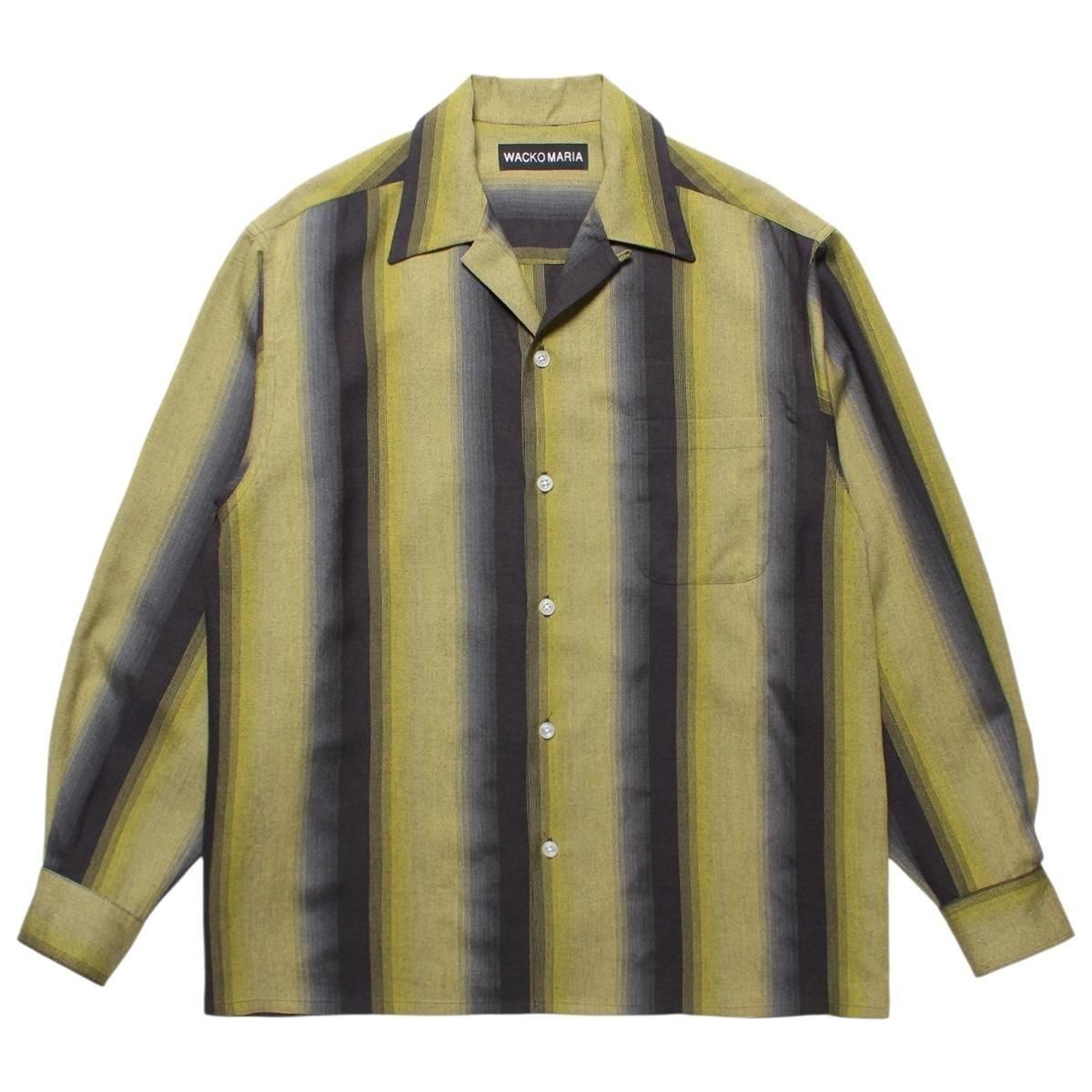 WACKOMARIA<BR>STRIPED OPEN COLLAR SHIRT L/S(YELLOW)
