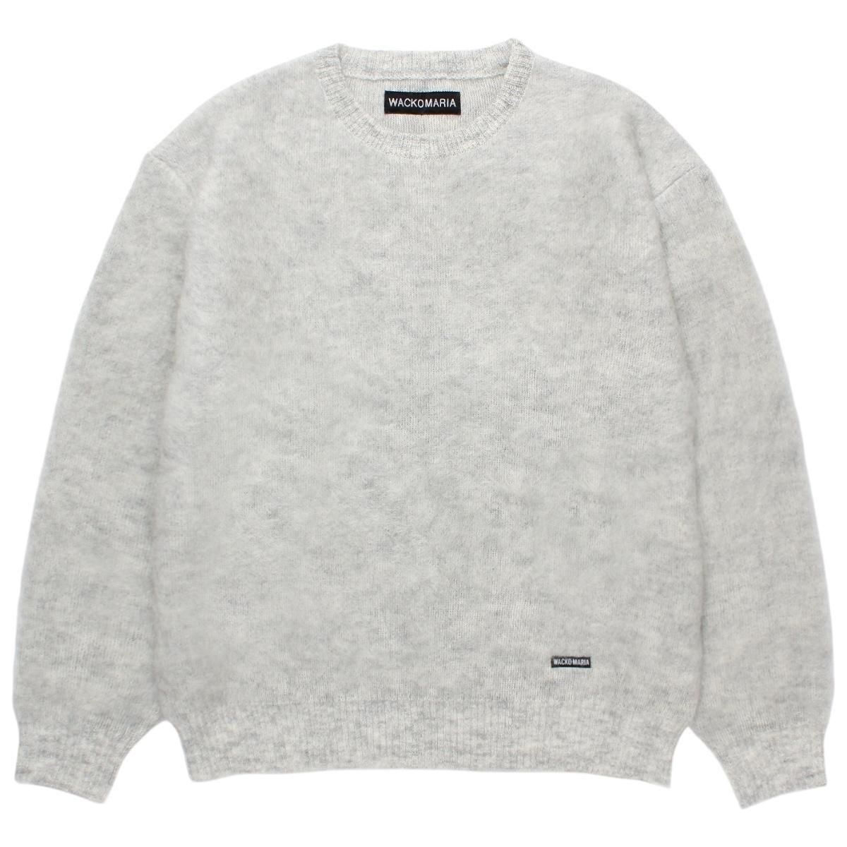 WACKOMARIA<BR>MIX MOHAIR CREW NECK SWEATER(WHITE)