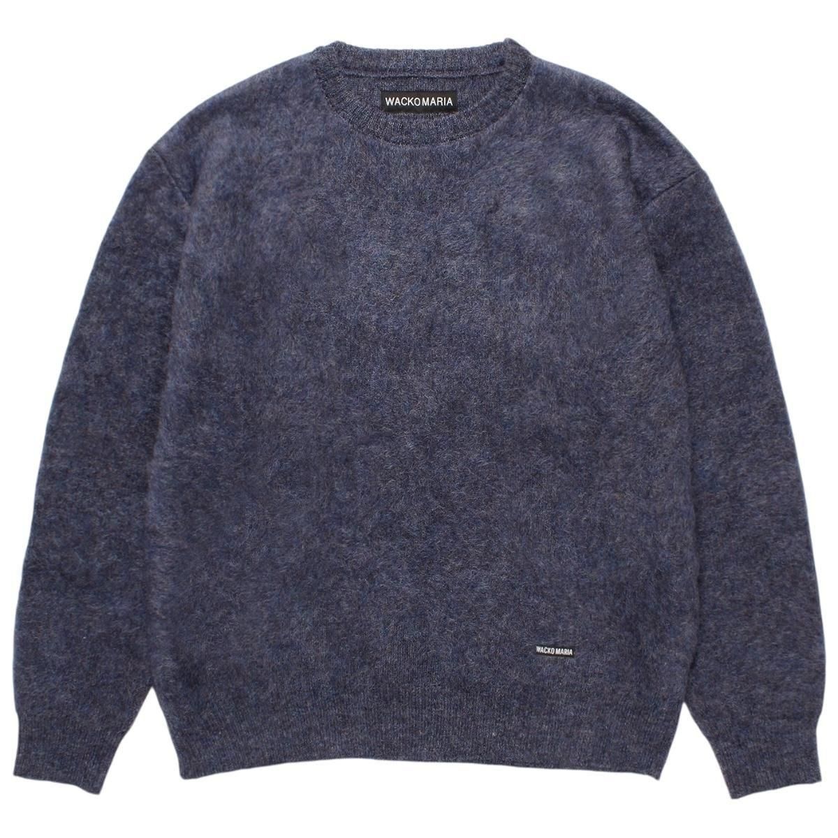 WACKOMARIA<BR>MIX MOHAIR CREW NECK SWEATER(PURPLE)