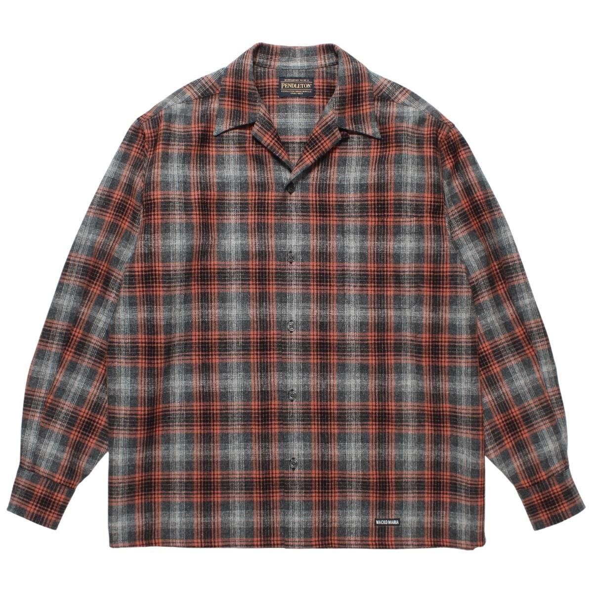 WACKOMARIA<BR>PENDOLTON / WOOL OMBRE CHECK OPEN COLLAR SHIRT L/S(TYPE-2)