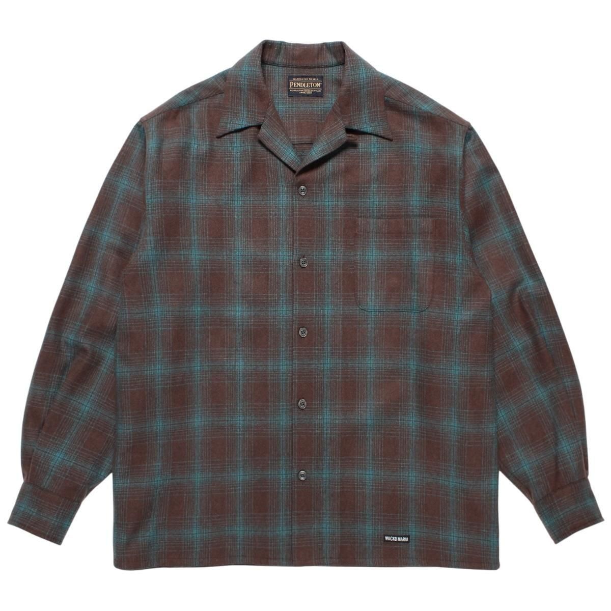 WACKOMARIA<BR>PENDOLTON / WOOL OMBRE CHECK OPEN COLLAR SHIRT L/S(TYPE-3)