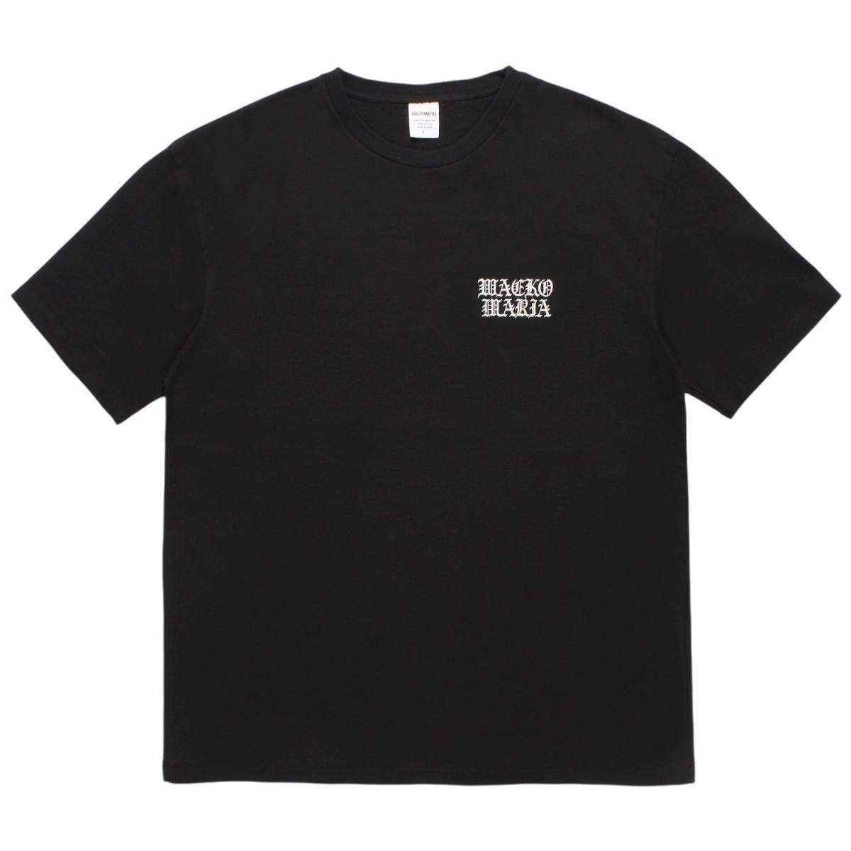 WACKOMARIA<BR>WASHED HEAVY WEIGHT CREW NECK T-SHIRT(TYPE-1)(BLACK)