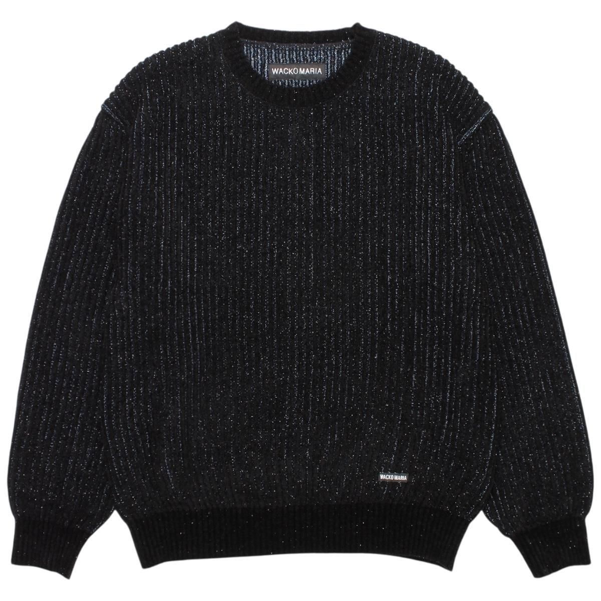 WACKOMARIA<BR>	GLITTER CREW NECK SWEATER(BLACK-BLUE)